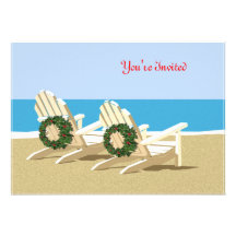 Chaises et guirlandes de plage invitations