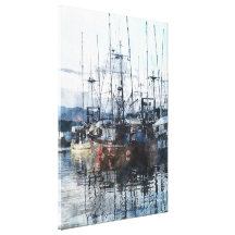 Chalutier de pêche dans l'art canadien de couleur  toiles tendues sur châssis