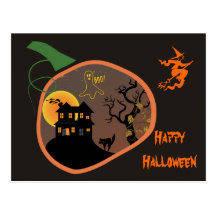 Chambre hantée dans une carte postale de Halloween