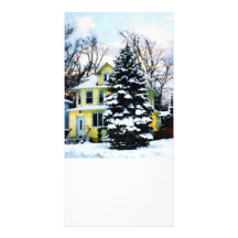 Chambre jaune dans la neige cartes avec photo