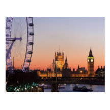 Chambres du Parlement et de l'oeil de Londres Cartes Postales