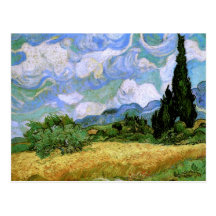 Champ de blé avec les cyprès (F717), Vincent van G Carte Postale