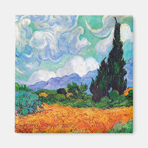 Champ de blé de Van Gogh avec les cyprès (F615) Magnets