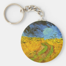 Champ de blé de Van Gogh avec les oiseaux vintages Porte-clés