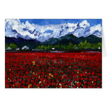 Champ de tulipe cartes de vœux
