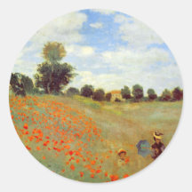 Champ des pavots, Claude Monet Autocollant Rond