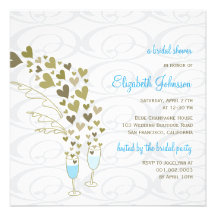 Champagne bleue encourage la douche nuptiale de co cartons d'invitation personnalisés