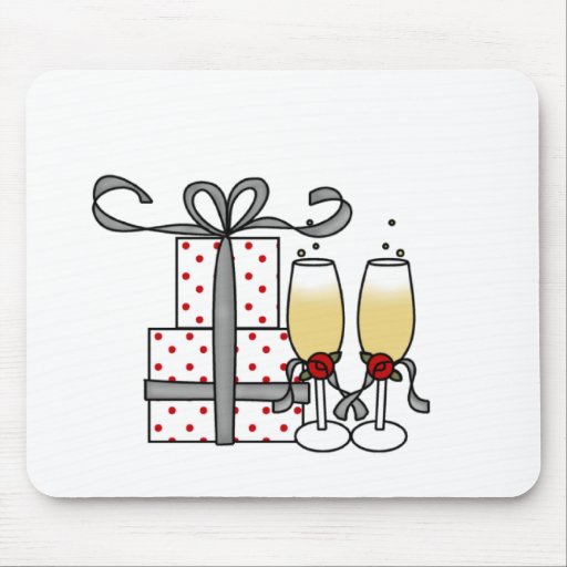 Champagne et cadeaux Mousepad Tapis De Souris