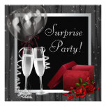 Champagne miroite fête blanche noire invitations personnalisées