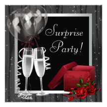Champagne miroite fête blanche noire invitations personnalisées
