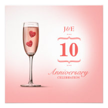 Champagne rose - invitation d'anniversaire de mari