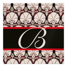 Champagne ROUGE BLANC de MONOGRAMME d'OEILLETS de  Invitations