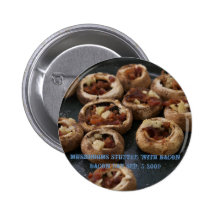 champignons bourrés du bouton de lard badges avec agrafe