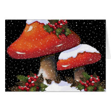 Champignons de Noël : Flocons de neige, houx, cône Cartes De Vœux