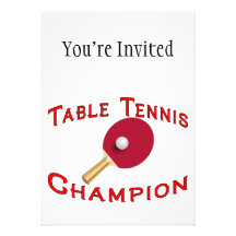Champion de ping-pong cartons d'invitation
