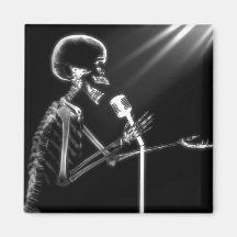 CHANT SQUELETTIQUE DE RAYON X SUR RÉTRO MIC - B&W AIMANTS POUR RÉFRIGÉRATEUR