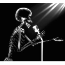 CHANT SQUELETTIQUE DE RAYON X SUR RÉTRO MIC - B&W DÉCOUPAGE EN ACRYLIQUE