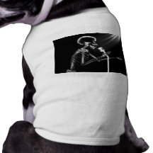 CHANT SQUELETTIQUE DE RAYON X SUR RÉTRO MIC - B&W TEE-SHIRT POUR TOUTOU