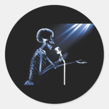 CHANT SQUELETTIQUE DE RAYON X SUR RÉTRO MIC - BLEU ADHÉSIF ROND