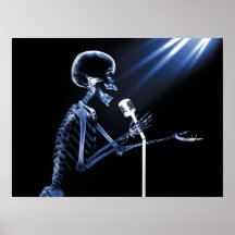 CHANT SQUELETTIQUE DE RAYON X SUR RÉTRO MIC - BLEU POSTERS