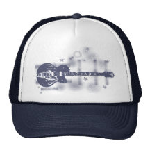 Chapeau bleu graphique de guitare casquette de camionneur