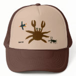 Chapeau d'art : Crabe, insecte, oiseau. Brown casquettes