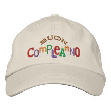 Chapeau de broderie de Buon Compleanno Casquettes Brodées