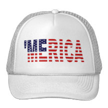 'Chapeau de drapeau de MERICA USA (blanc) Casquettes De Camionneur