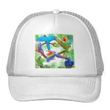 Chapeau de jungle d'ara casquettes de camionneur