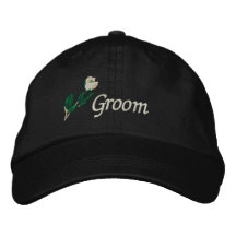 Chapeau de marié avec le rose blanc casquette brodée