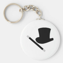 chapeau supérieur de magicien et baguette magique  porte-clé