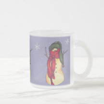 Chapeau vert de bonhomme de neige mugs à café