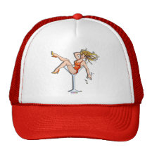 Chapeaux, casquettes - fille dans un verre de Mart