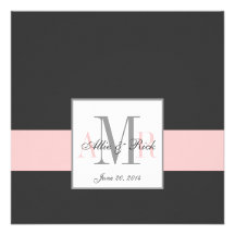 Charbon de bois et faire-part de mariage rose de m