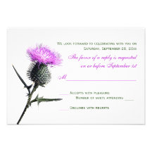 Chardon vert pourpre épousant la carte de RSVP Invitations