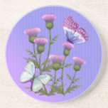 Chardons et papillons dessous de verre