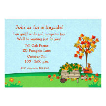 Chariot de citrouille d'automne invitations personnalisées