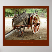 Chariot de ferme et affiche de charrue