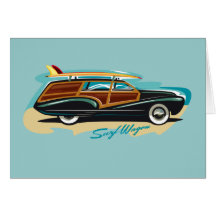Chariot Woody de surf Carte De Vœux