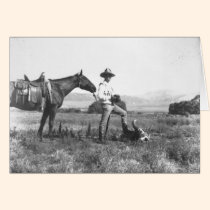 Charles Belden avec le cheval et le crâne cartes