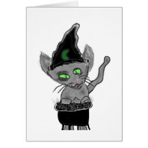 Charme de bâti du magicien KAT au-dessus de chaudr Cartes De Vœux