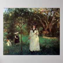 Chasse de Morisot-Papillon de Berthe Affiche