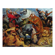 Chasse de tigre et de lion par Rubens Peter Paul Cartons D'invitation