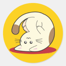 Chat à l'envers autocollant rond