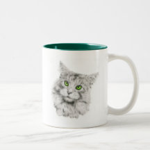 Chat aux yeux verts mignon tasse à café