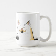 chat avec la moustache tasse