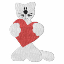 Chat blanc avec la broderie rouge de Valentine de  Polos Avec Broderie