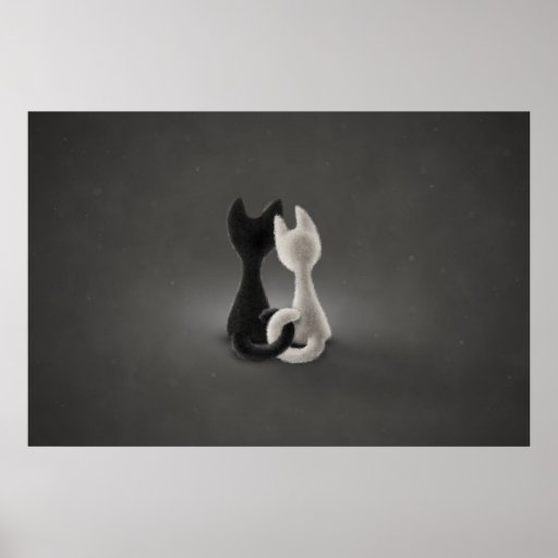 Chat blanc de chat noir (couleur 2) posters