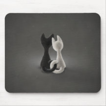 Chat blanc de chat noir (couleur 2) tapis de souris