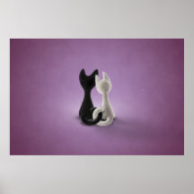 Chat blanc de chat noir (couleur 4) affiches